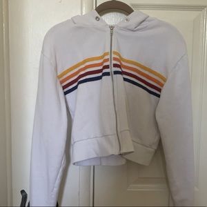 cute cropped white and rainbow zip up!